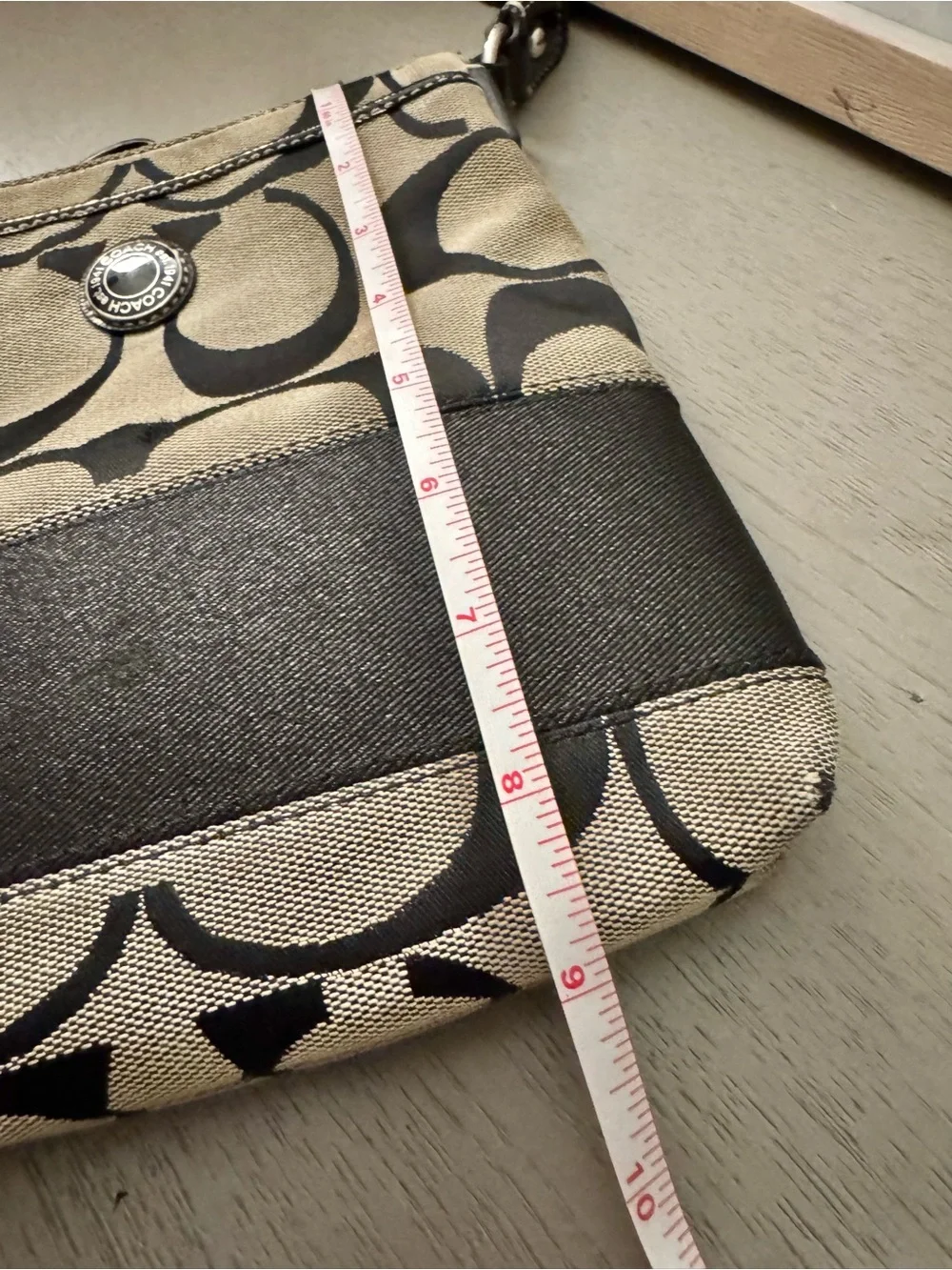Coach Signature Black Khaki Swingpack Crossbody Bag